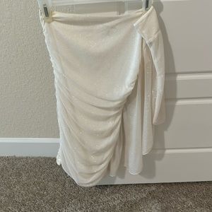 White glitter one shoulder dress size medium but fits like a s